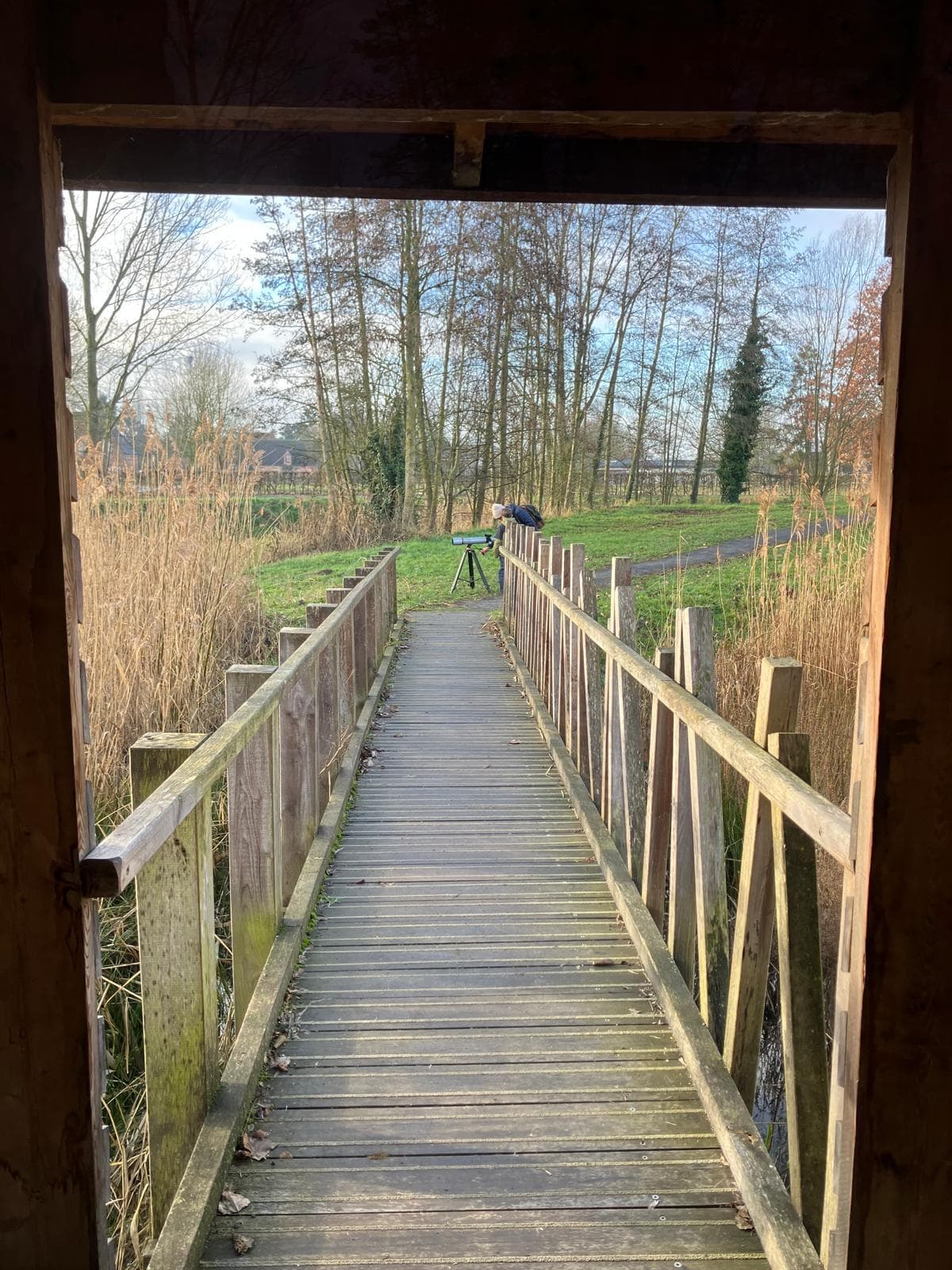 Wintertalingen spotten door een telescoop